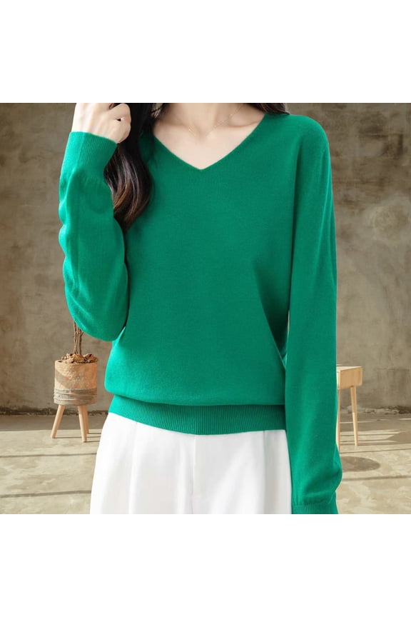 Women's Thermal Long Sleeve Shirts Fashion Women's Casual Semi High Neck Solid Color Loose Base Knitted Sweater,Green,L