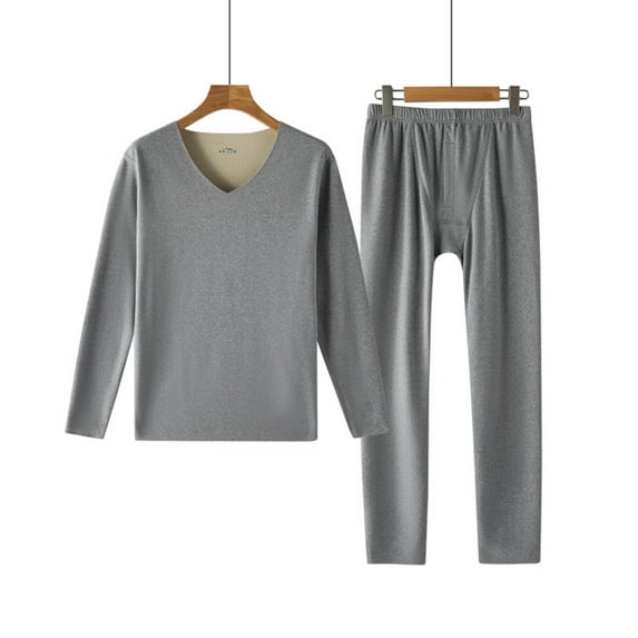 Women's Thermal Long Sleeve Shirts Women's Thermal Underwear Women's Inner Wear Bottoming Shirt Thick Top And Pants Set,Gray,XXXXL