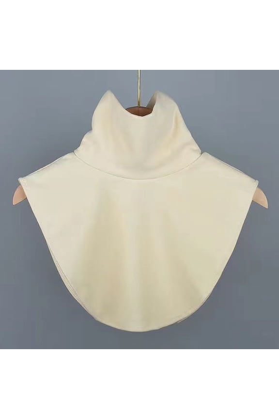 Women's Thermal Mock Neck Detachable Collar, Stretchable False Collar, Winter Warm Layering Accessory, Cotton Blend High Neck Collar, Solid Color Scarf Alternative, Korean Style Fashion - Beige