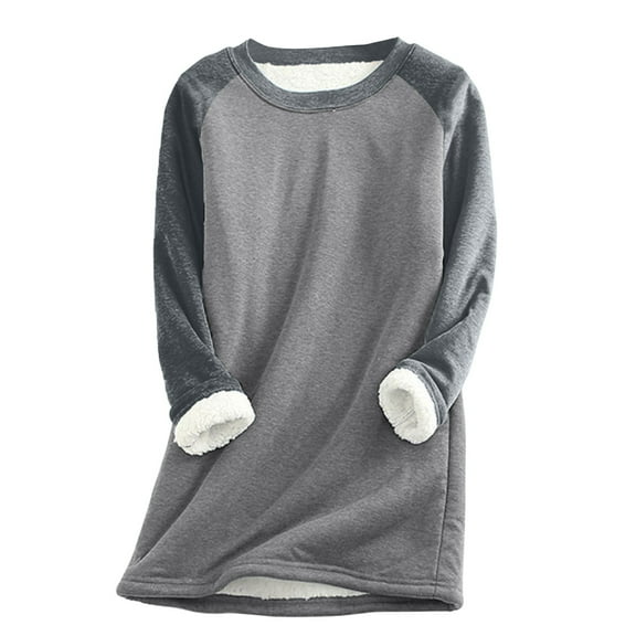 Women's Thermal Plush Tops Ladies Winter Plus Fleece Warm Christmas Print Top