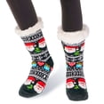 thumbnail image 1 of Women's Thermal Sherpa Slipper Socks – Plush Fleece, Warm & Toasty Footwear for Cold Winter Weather – Non-Skid Gripper Bottom, for Cozy Indoor Nights & Christmas Holidays - Black Santa, 1 of 8