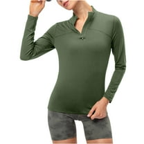 Women's Thermal Shirts Fleece Lined Athletic Tops Quarter Zip Pullover Long Sleeve Compression Workout Baselayer Tops