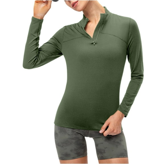 Women's Thermal Shirts Fleece Lined Athletic Tops Quarter Zip Pullover Long Sleeve Compression Workout Baselayer Tops