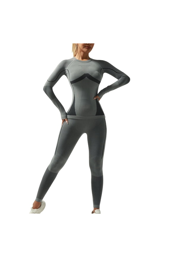 Women's Thermal Ski Underwear Sli Fitted Fitted Light Warm Base Layer Cold Weather Fleece Jacket