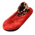 thumbnail image 1 of Women's Thermal Slipper Socks, Double Layer Plush Leopard Print Mid-Calf Socks, Thickened Warm Fleece Lined Non-Slip Footwear for Indoor Outdoor Winter Wear and Daily Comfort Red, 1 of 4