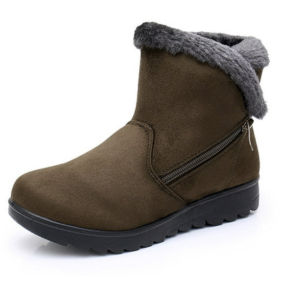 Women's Thermal Snow Boots with Side Zipper - Winter Ankle Booties for Outdoor Comfort