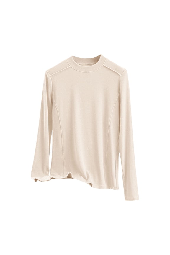 Women's Thermal Top Long Sleeve Undershirts Mock Neck Ultra Soft Stretchy Base Layer Tops Cold Weather (XXL, Beige)