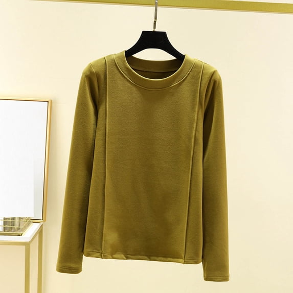 Women's Thermal Tops Fleece Lined Underwear Long Sleeve Warm Winter Base Layer Shirts Soft Loungewear New Green XXL