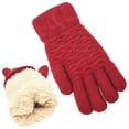 thumbnail image 1 of Women's Thermal Touchscreen Gloves, Winter Warm Cable Knit Gloves with Screen-Compatible Fingertips, Wool Lined Cold Weather Gloves for Outdoor Use, Texting Gloves for Women - Red, 1 of 5