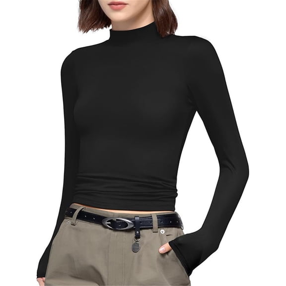 Women's Thermal Turtleneck Tops Long Sleeve Fall Winter Shirts Undershirt Winter Clothes 2026 Basic Thermal Underwear Tops Spring Fashion Long Johns Classic Stretchy Solid Color Slim Fit Shirt XXL