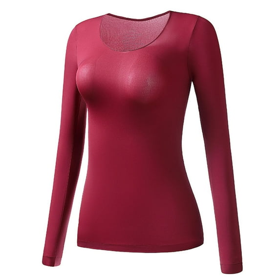 Women's Thermal Underwear Brushed Thermal Top for Women Long Sleeve Long Underwear Set Cold Long Sleeve Tops for Women Thermal Weather Pajama Tops