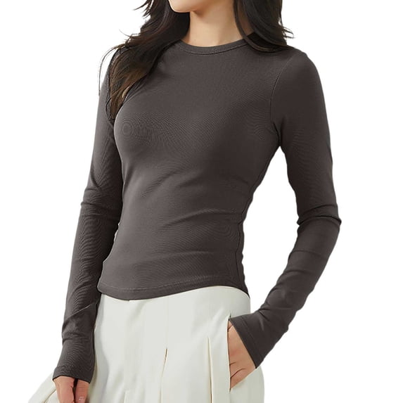 Women's Thermal Underwear Long Sleeve Round Neck Shirt Built In Bra Soft Warm Base Layer Top For Cold Weather Comfort