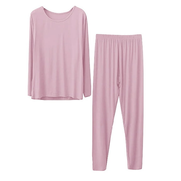 Women's Thermal Underwear Long Top & Bottom Set Solid Color MM Plus Plus Size Long Underwear Wool Plus Light Velvet
