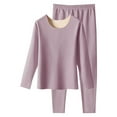 thumbnail image 1 of Women Thermal Underwear Set , Soft Fleece Lined Long Underwear, Warm Base Layer Top and Bottom Purple M, 1 of 2