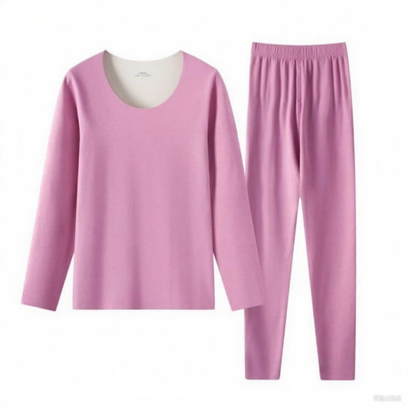 Women's Thermal Underwear Set Crew Neck Long Sleeve Tops and Bottoms Soft Base Layer Fleece Lined Long Johns Sets