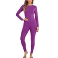 thumbnail image 1 of Women's Thermal Underwear Set, Thin Base Layer, Thermal Long-Sleeved Top and Pants, Lightweight Warm Clothing for Cold Seasons and Layering,Purple,2XL, 1 of 6