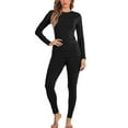 thumbnail image 1 of Women's Thermal Underwear Set, Thin Base Layer, Thermal Long-Sleeved Top and Pants, Lightweight Warm Clothing for Cold Seasons and Layering,Black,L, 1 of 6