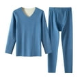 thumbnail image 1 of Women's Thermal Underwear Sets Oversized Womens Inner Wear Bottoming V-Neck Shirts Thick Top and Loose Long Pants Set Solid Color Fall Winter Clothings, 1 of 7