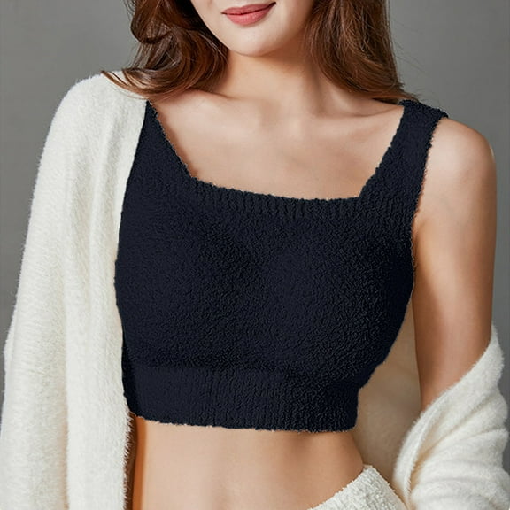 Women's Thermal Underwear Thickened Bottomed Vest With A Bra Pad Underneath The Bottomed Top Sports Bra Medium Support Yoga Wear Sports Bras for Women Spaghetti Strap Seamless Yoga Bras for Women Yoga