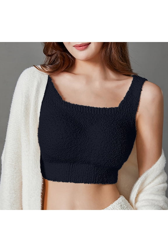 Women's Thermal Underwear Thickened Bottomed Vest With A Bra Pad Underneath The Bottomed Top Sports Bra Medium Support Yoga Wear Sports Bras for Women Spaghetti Strap Seamless Yoga Bras for Women Yoga