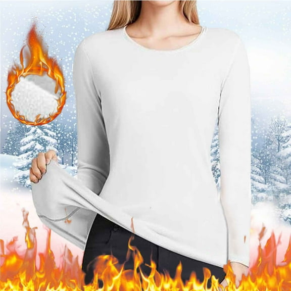 Women's Thermal Underwear Top Long Sleeve Round Neck Base Layer Shirt for Cold Weather Comfort