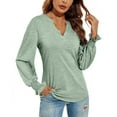 thumbnail image 1 of Women's Thermal Underwear Top V Neck Loose Fit Long Sleeve Tunic Blouse Casual Comfortable Warm T-Shirt for Everyday Wear, 1 of 2