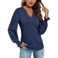 thumbnail image 1 of Women's Thermal Underwear Top V Neck Loose Fit Long Sleeve Tunic Blouse Casual Comfortable Warm T-Shirt for Everyday Wear, 1 of 2