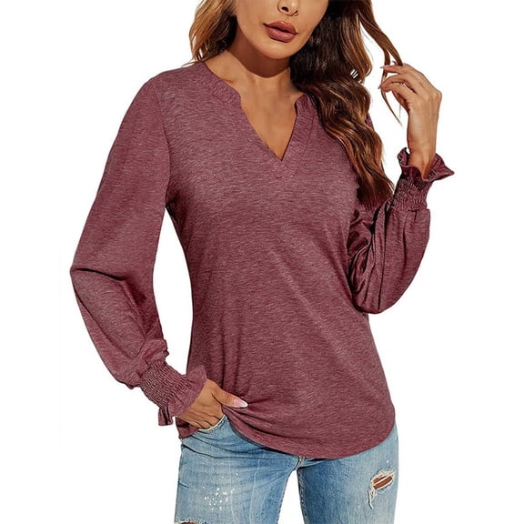 Women's Thermal Underwear Top V Neck Loose Fit Long Sleeve Tunic Blouse Casual Comfortable Warm T-Shirt for Everyday Wear