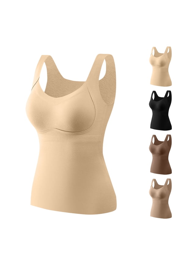 Women's Thermal Warm Velvet Bra Vest Seamless Thickened Lingerie, Winter Double Sided Fleece Heat Retention Underwear, Wireless Padded Thermal Base Layer, Soft Fleece Lined Shaping Tank Top