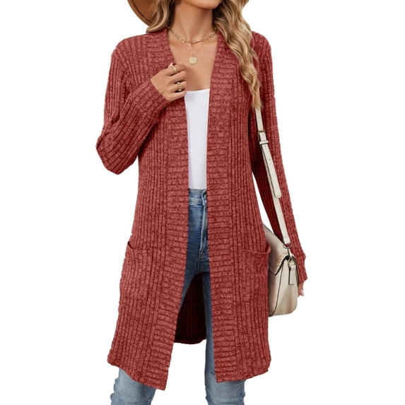 Women's Thick Cardigan Long Knit Cardigan Long Sleeve Jacket with Pockets Clothing
