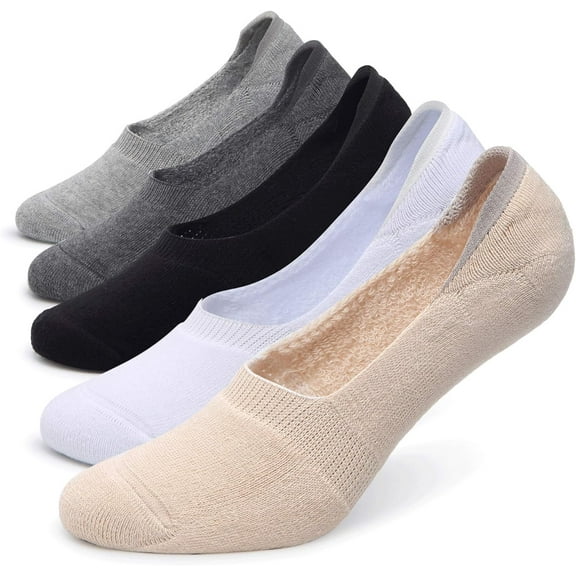 Women's Thick Cushion Cotton Athletics Casual Low Cut Flat Non-Slip Boat Liner No Show Socks-5/10 Pack
