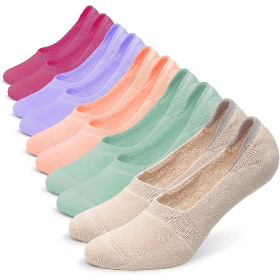 Women's Thick Cushion Cotton Athletics Casual Low Cut Flat Non-Slip Boat Liner No Show Socks-5/10 Pack