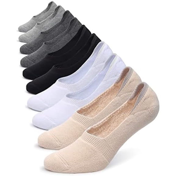 Women's Thick Cushion Cotton Athletics Casual Low Cut Flat Non-Slip Boat Liner No Show Socks-5/10 Pack