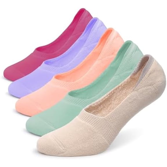 Women's Thick Cushion Cotton Athletics Casual Low Cut Flat Non-Slip Boat Liner No Show Socks-5/10 Pack