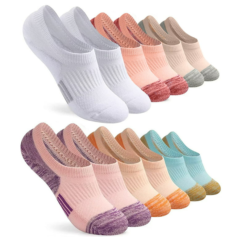 Women's Thick Cushion Low Cut Cotton Ankle Socks Running Mesh No Show  Athletic Socks-6 Pairs(M(35-38cm),Multicolor)