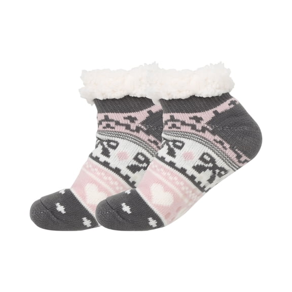Women's Thick Floor Socks, Home Sleep Socks with Warm and Velvet Glued Socks, Snow Slippers and Socks Cover - Pink