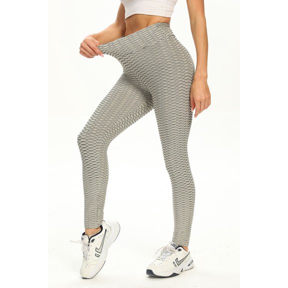 Women's Thick High Waist Yoga Exercise Stretch Stretch Pants Tummy Control Slimming Lifting Anti Cellulite Scrunch Booty Leggings Ruched Butt Textured Tights Sport Workout