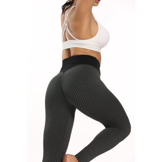 Women's Thick High Waist Yoga Exercise Stretch Stretch Pants Tummy Control Slimming Lifting Anti Cellulite Scrunch Booty Leggings Ruched Butt Textured Tights Sport Workout