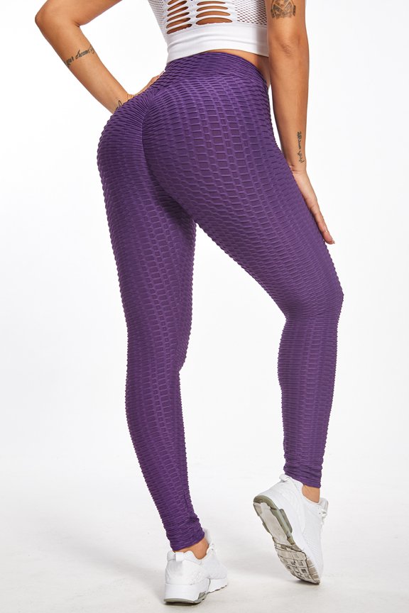 Women's Thick High Waist Yoga Exercise Stretch Stretch Pants Tummy Control Slimming Lifting Anti Cellulite Scrunch Booty Leggings Ruched Butt Textured Tights Sport Workout