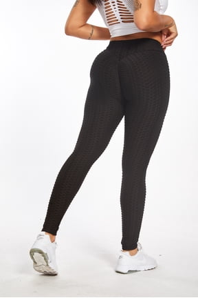 Women's Thick High Waist Yoga Exercise Stretch Stretch Pants Tummy Control Slimming Lifting Anti Cellulite Scrunch Booty Leggings Ruched Butt Textured Tights Sport Workout