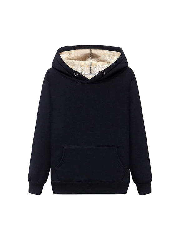 Women's Thick Hooded Sweatshirt Cozy Winter Wear Velvet Lined Soft Thermal Underwear Top Blouse Outerwear