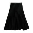 thumbnail image 1 of Women's Thick Knitted Pleated A-Line Mid-Length Skirt - Plaid Pattern, Elastic Waist, Spring/Autumn - S-XXL, 1 of 2