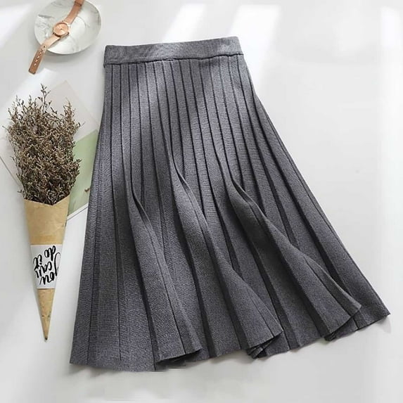 Women's Thick Knitted Pleated Skirt Mid Length A Line Large Swing Long Skirt Skirts for Women Long Length Skirt Midi Skirt with Slit Slit Skirt High Waist Tennis Skirt for Women Lace Bed Skirt Skirts