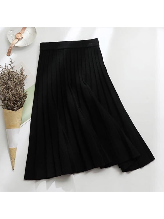 Women's Thick Knitted Pleated Skirt Mid Length A Line Large Swing Long Skirt Skirts for Women Long Length Skirt Midi Skirt with Slit Slit Skirt High Waist Tennis Skirt for Women Lace Bed Skirt Skirts