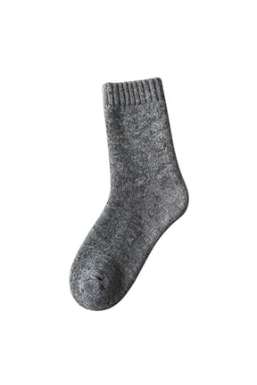 Women's Thick Mid Calf Winter Socks, Thermal Wool Blend Loop Knit Towel Socks with Fuzzy Fleece Lining, Cozy Insulated Warm Socks for Home Daily Wear Black