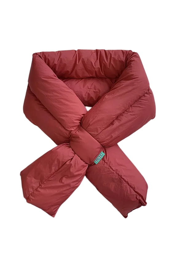 Women's Thick Padded Puffer Scarf Soft Lightweight Down Scarf Neck Warmer Solid Color Neck Wrap for Fall Winter Outdoor