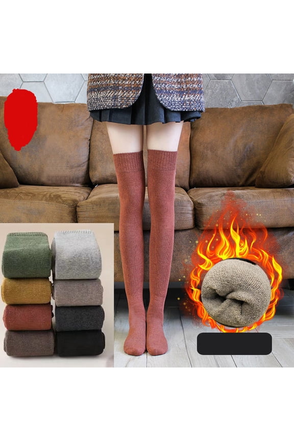 Women's Thick Plush Stockings Knee High Thermal Tube Socks for Winter