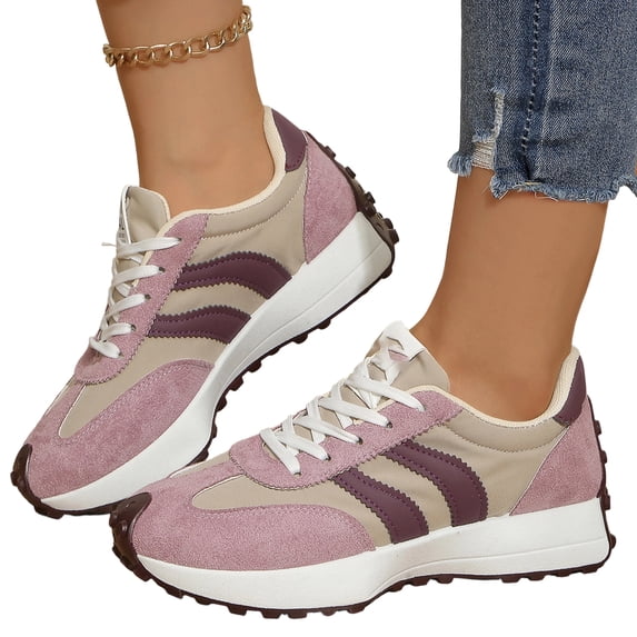 Women's Thick Sole Sneakers Fashion Tennis Shoes, Breathable Comfortable Walking Shoes Cute Casual Lifestyle Sneakers Trendy Platform Shoes for Women with Non-Slip Rubber Sole All Seasons, 43