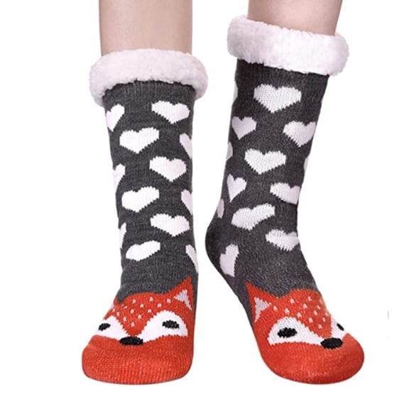 Women's Thick Thermal Socks - Fuzzy, Fleece Lined & Non-Skid for Chilly Days