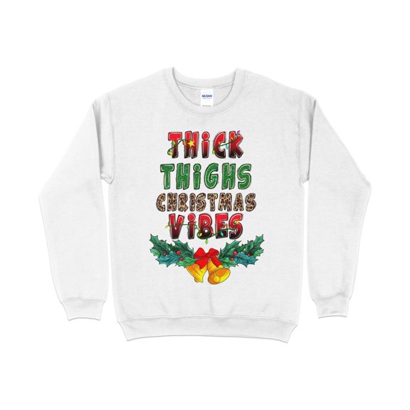 Women's Thick Thighs and Christmas Vibes Leopard Sweatshirt, Funny Christmas Shirts for Women